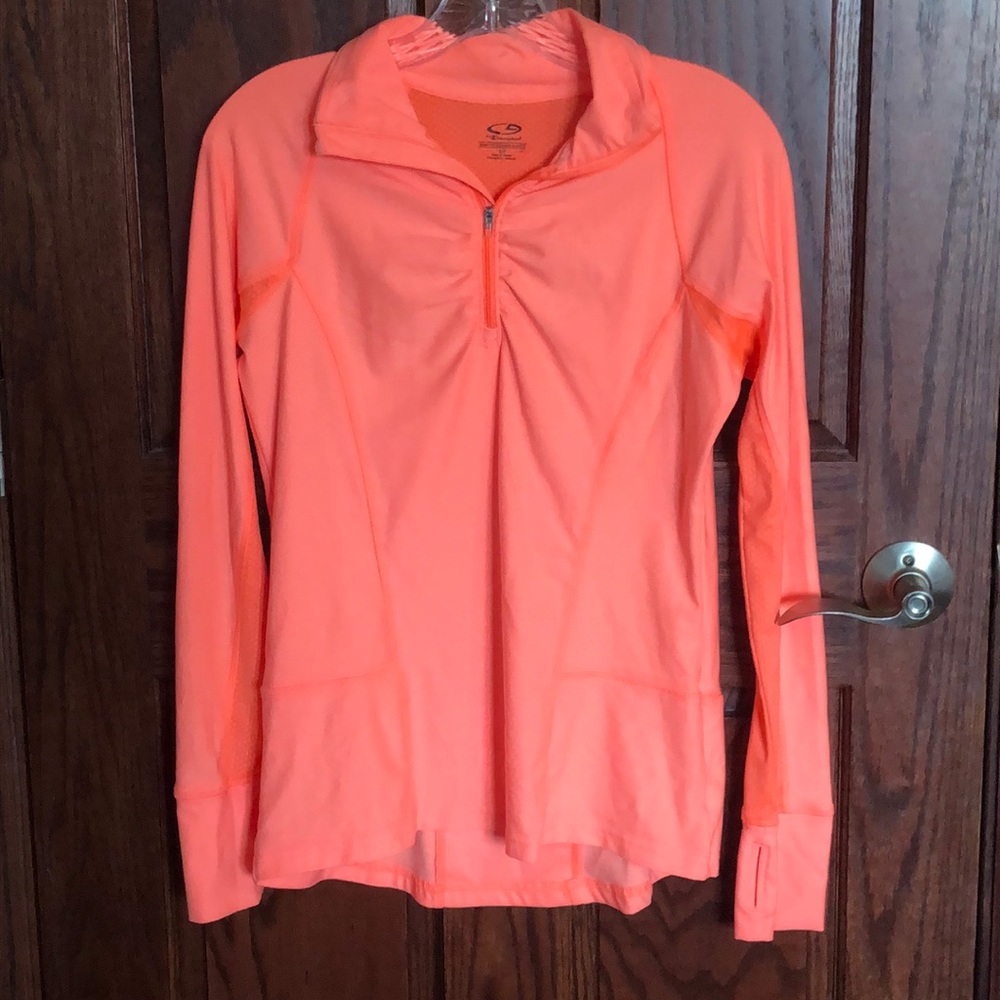 Neon zip up athletic ling sleeve shirt